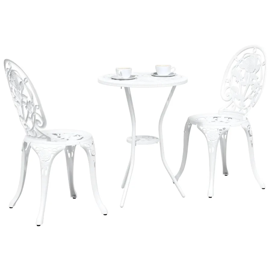 Ensemble bistro de jardin 3 pcs Blanc Aluminium - 3