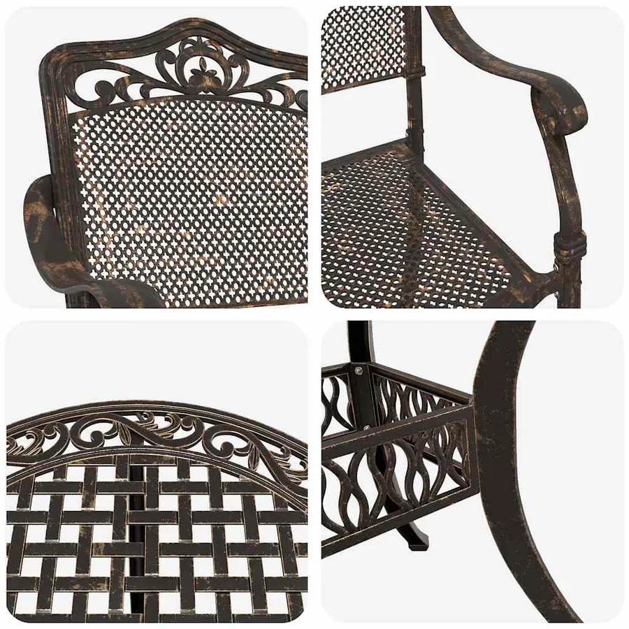 Ensemble de salle à manger pour jardin 5 pcs Bronze Aluminium - 11