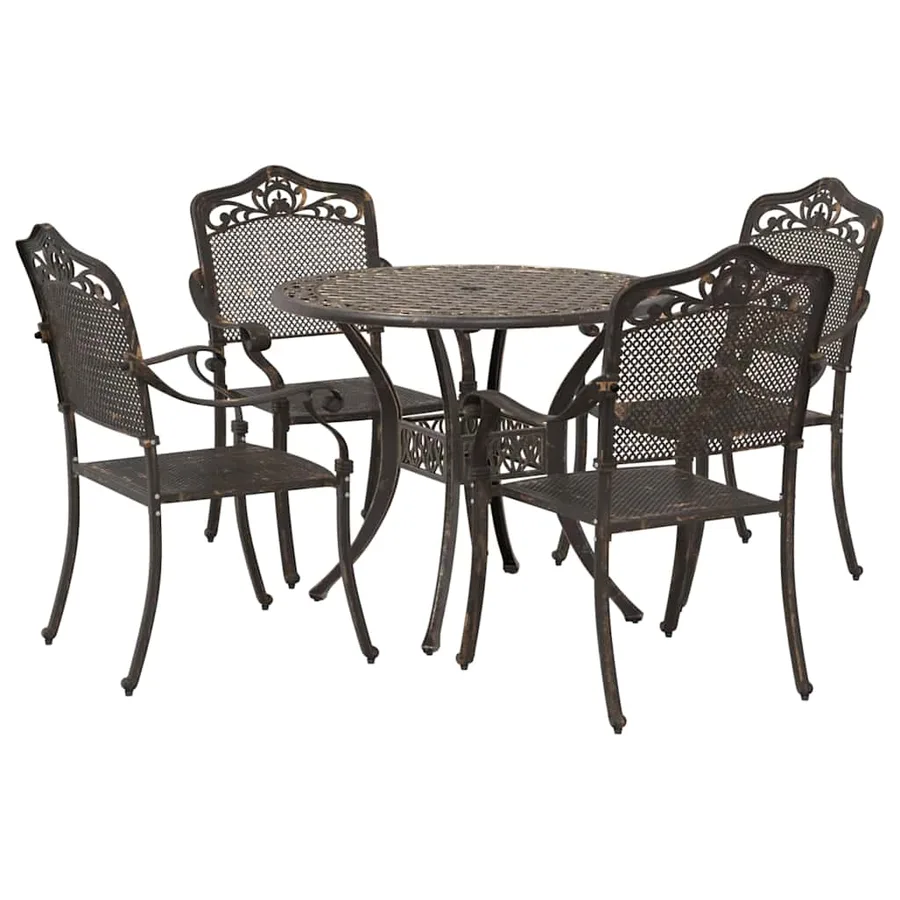 Ensemble de salle à manger pour jardin 5 pcs Bronze Aluminium - 2