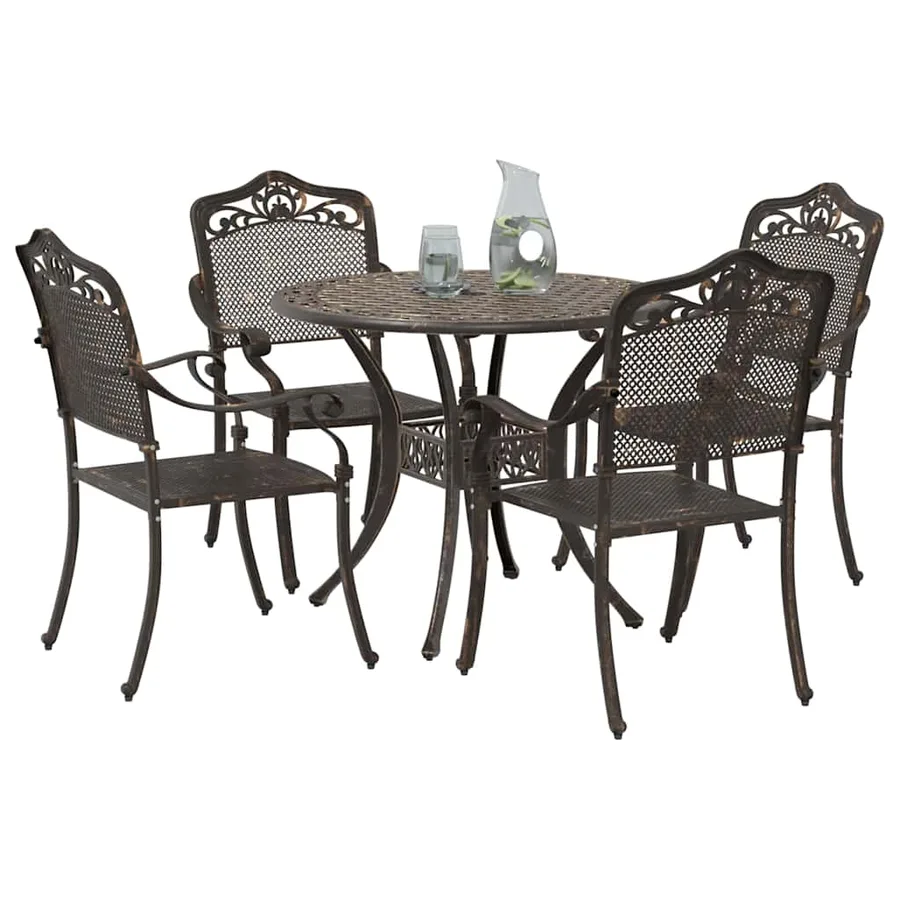 Ensemble de salle à manger pour jardin 5 pcs Bronze Aluminium - 3