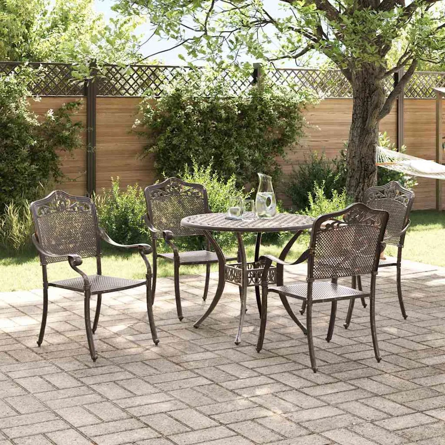 Ensemble de salle à manger pour jardin 5 pcs Bronze Aluminium - 4