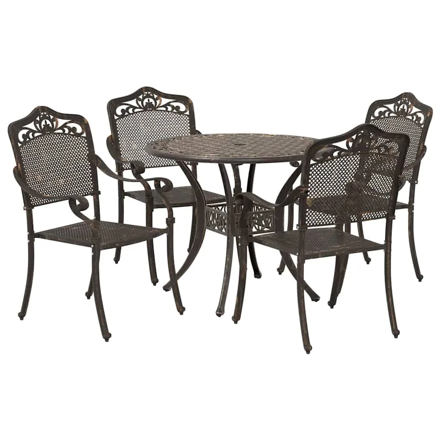 Ensemble de salle à manger pour jardin 5 pcs Bronze Aluminium - 7