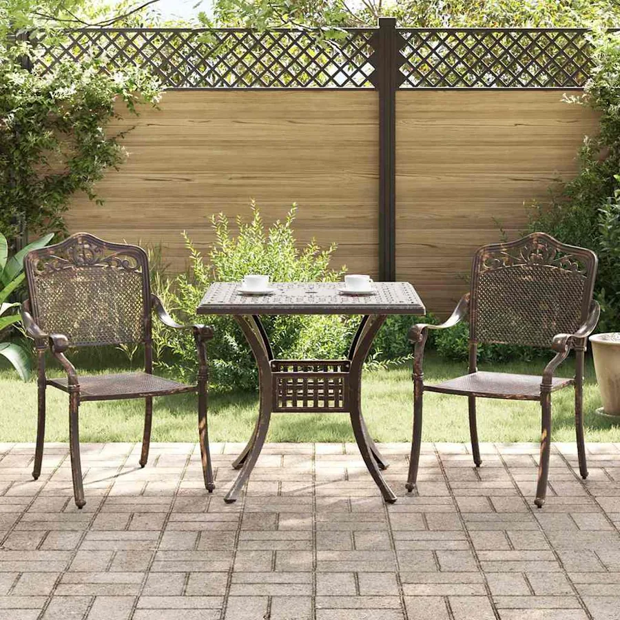 Ensemble de tables de jardin 3 pcs Bronze Aluminium coulé