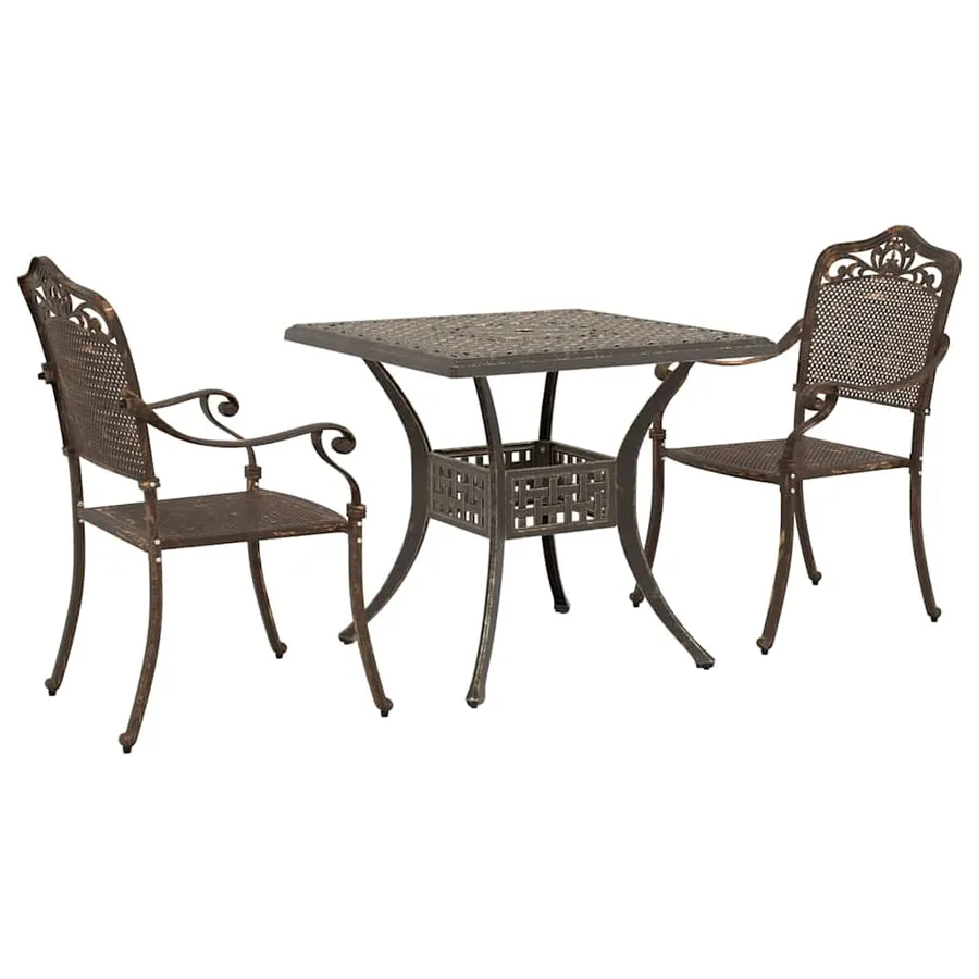 Ensemble de tables de jardin 3 pcs Bronze Aluminium coulé - 2