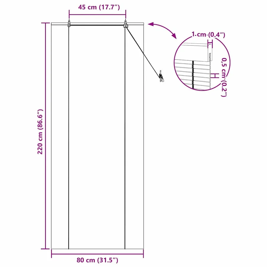 Store enrouleur Marron 80 x 220 cm Bambou - 15