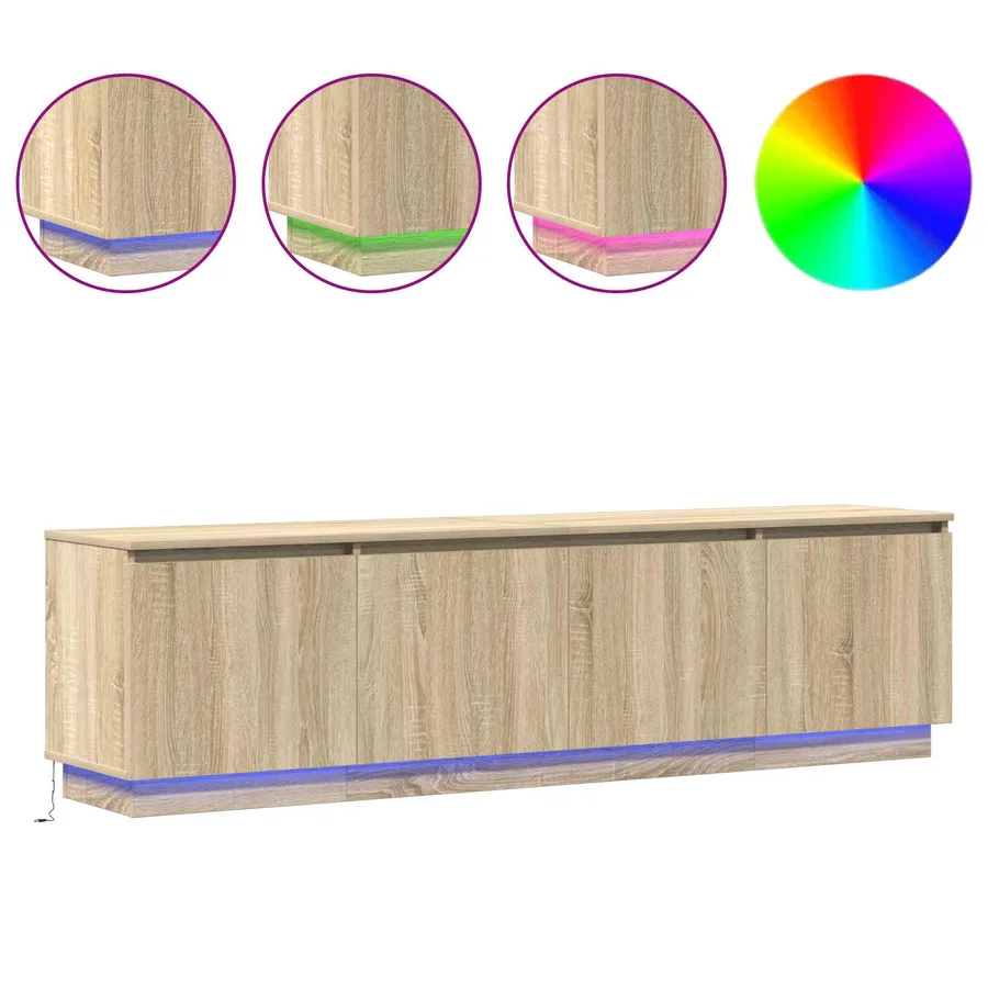 Meuble TV Chêne Sonoma 180 x 38 x 49 cm Bois d'ingénierie - 4