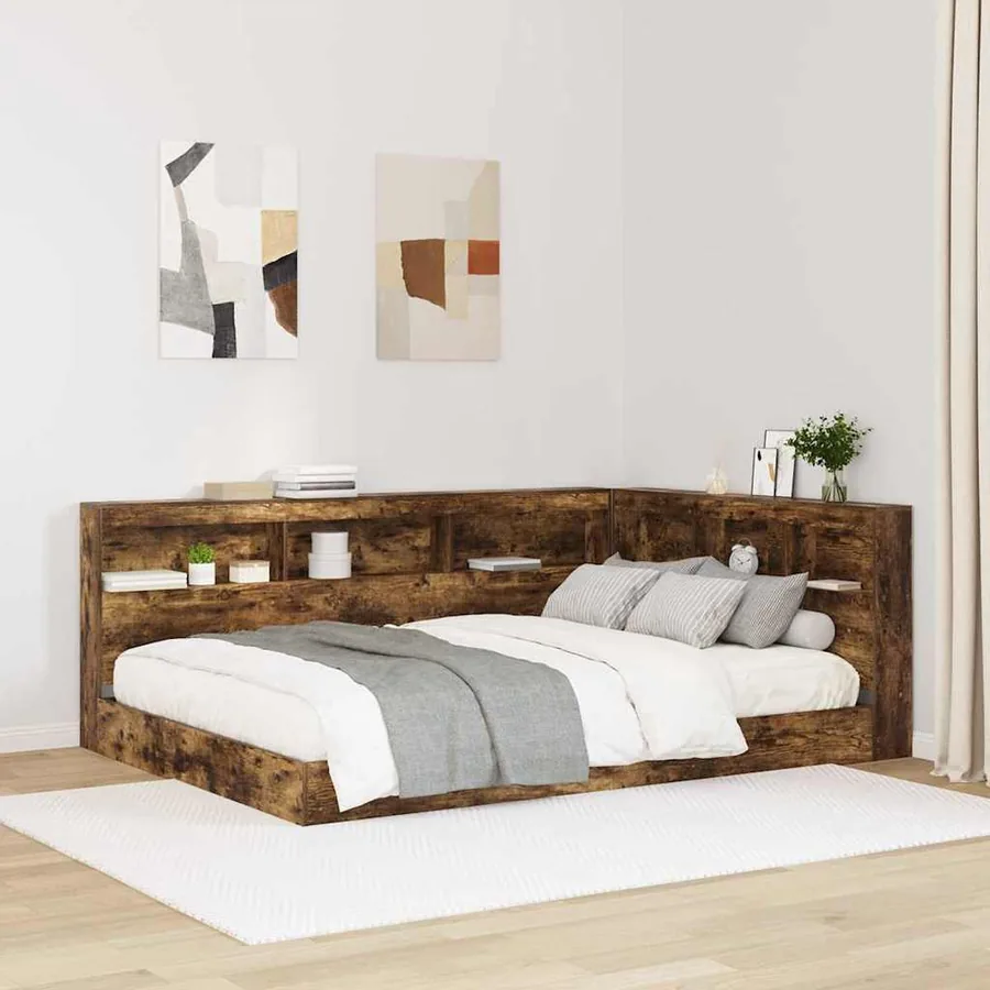 Tête de lit de rangement Chêne fumé 135 cm Bois d'ingénierie