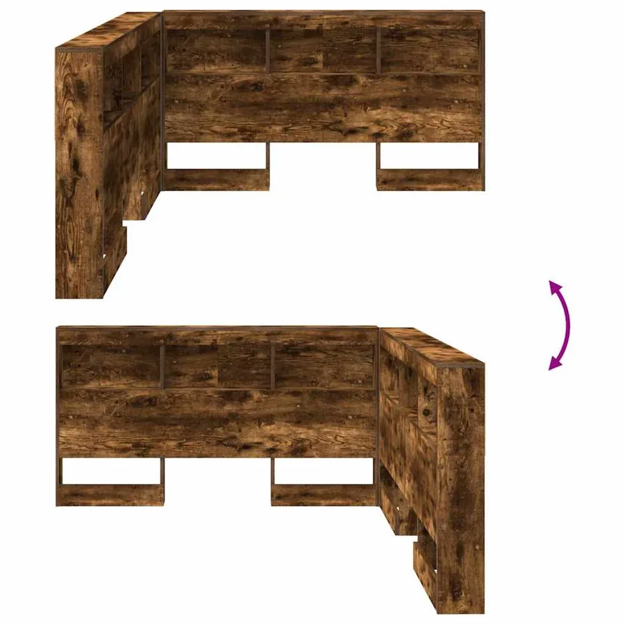 Tête de lit de rangement Chêne fumé 135 cm Bois d'ingénierie - 8