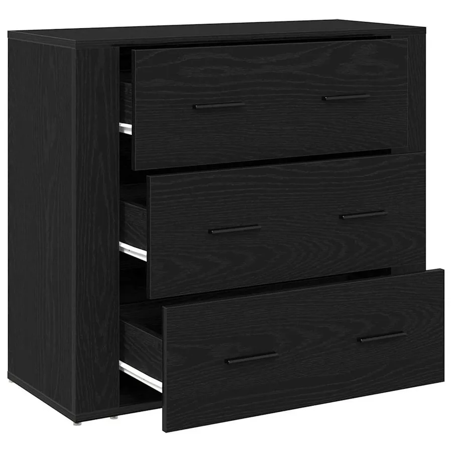 Buffet avec tiroir Chêne noir 80 x 33 x 70 cm Bois d'ingénierie - 5