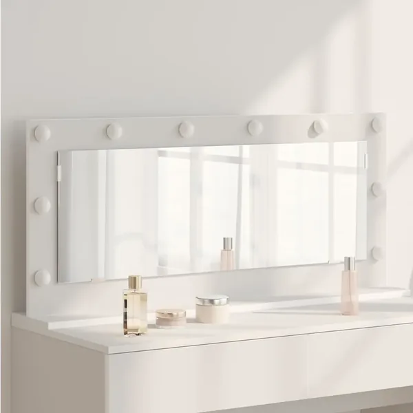 Miroir de vanité Blanc 100 x 45 x 18 cm Verre et bois composite