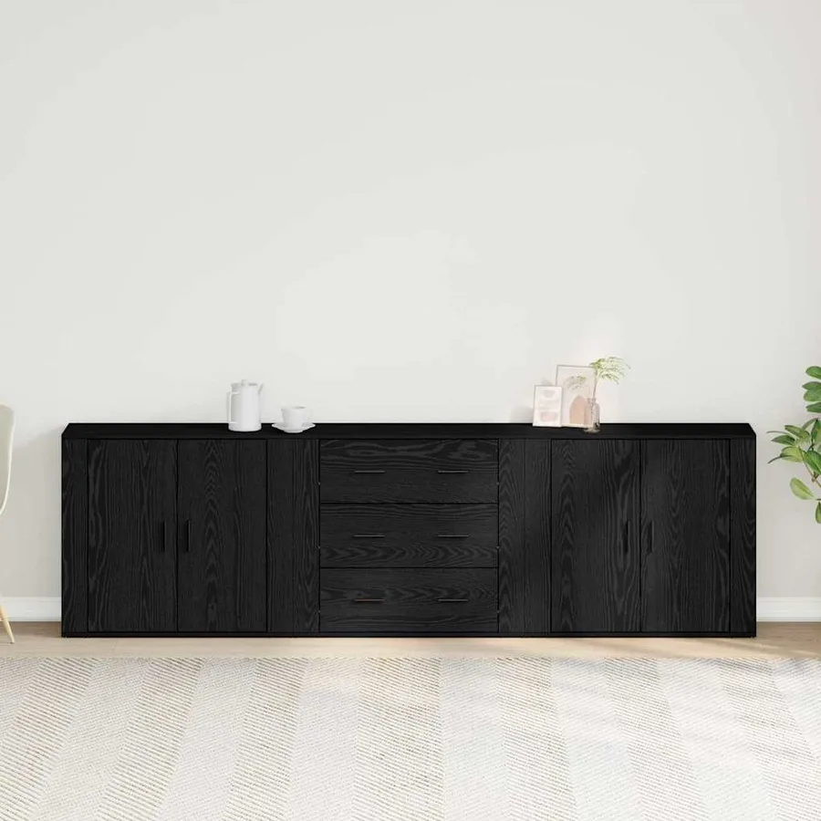 Buffet Chêne noir 240 x 33 x 70 cm Bois d'ingénierie - 4