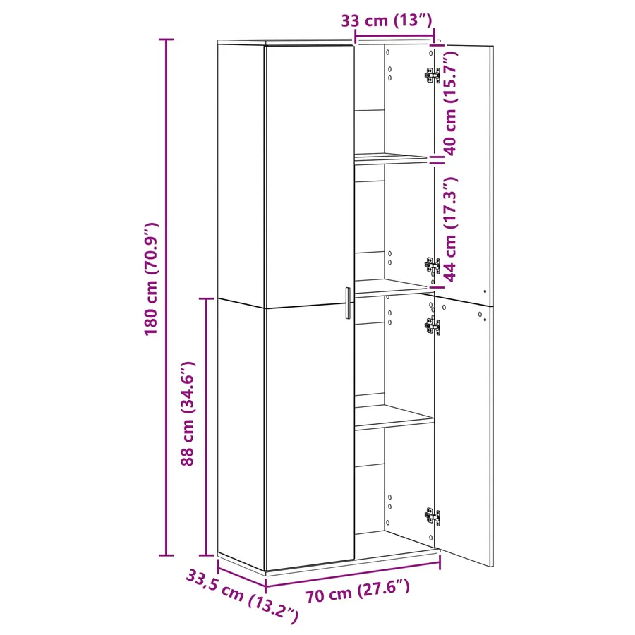 Haut Armoire Bois ancien 70 x 33,5 x 180 cm Bois d'ingénierie - 14