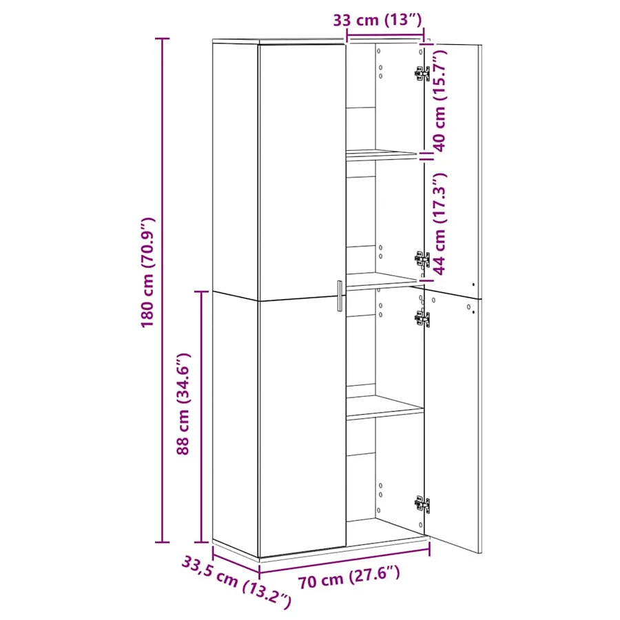Haut Armoire Bois ancien 70 x 33,5 x 180 cm Bois d'ingénierie - 15
