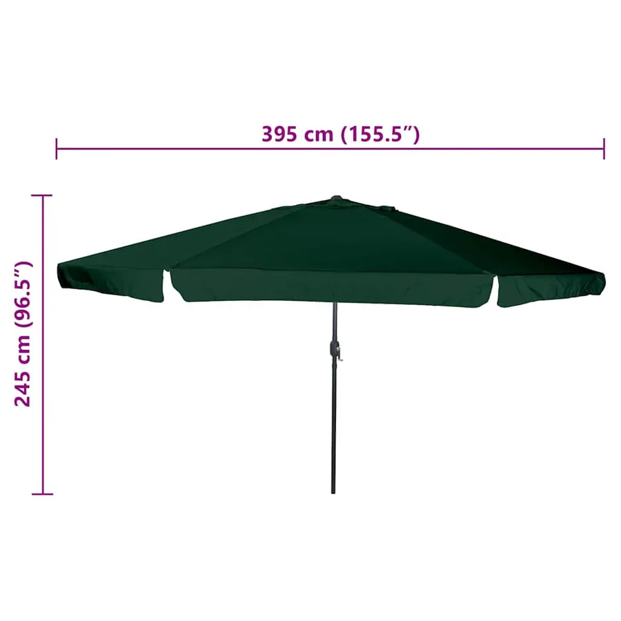 Parasol de jardin Vert 394 x 394 x 248 cm Polyester et Acier - 6