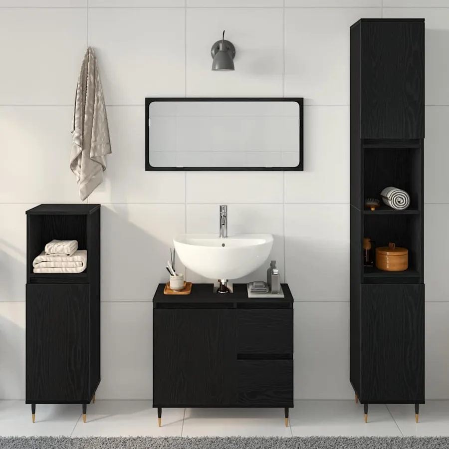 Ensemble de mobilier de salle de bain 3 pc Chêne noir - 4
