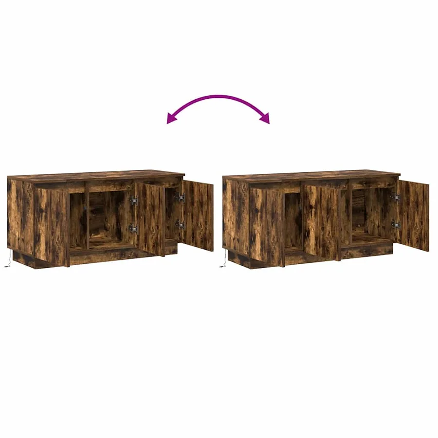 Meuble TV Chêne fumé 100 x 38 x 49 cm Bois d'ingénierie - 14