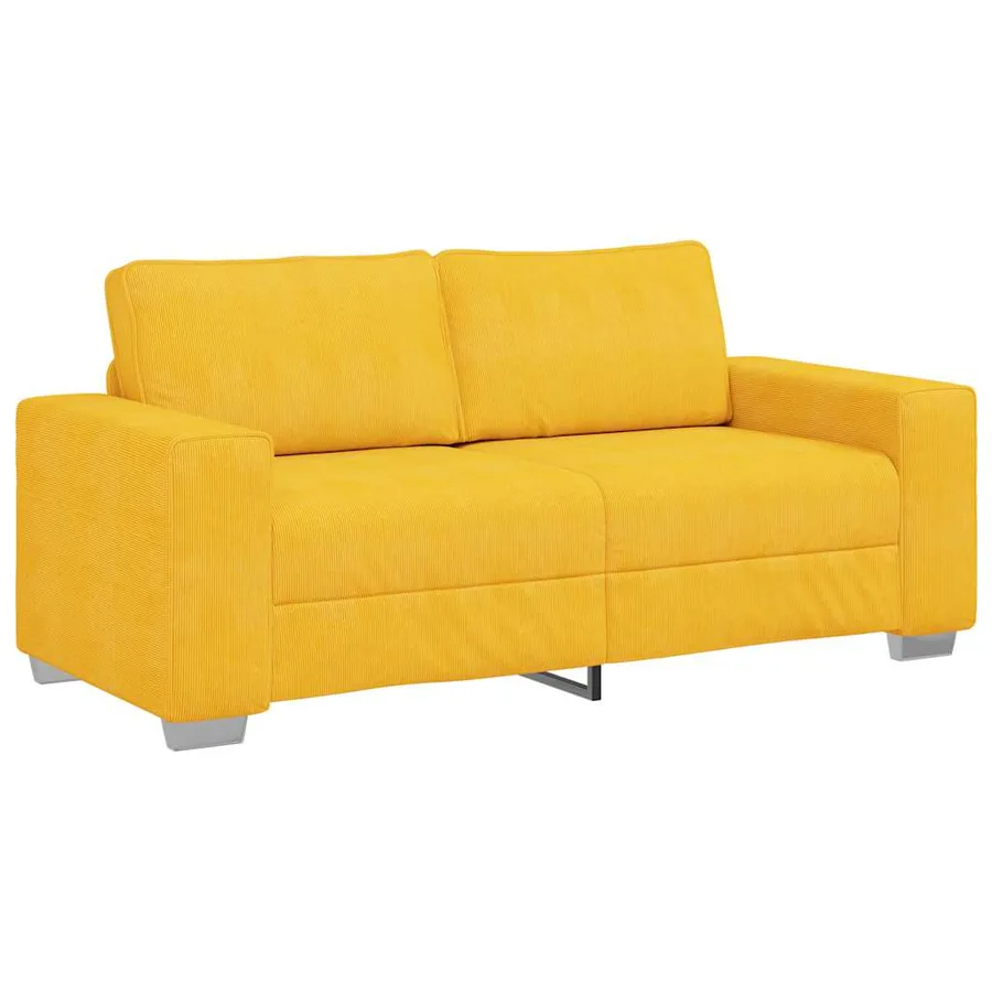 Canapé deux places jaune clair 180 x 77 x 82 cm en tissu velours côtelé - 2