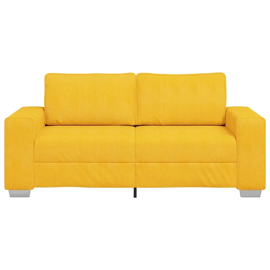 Canapé deux places jaune clair 180 x 77 x 82 cm en tissu velours côtelé - 4