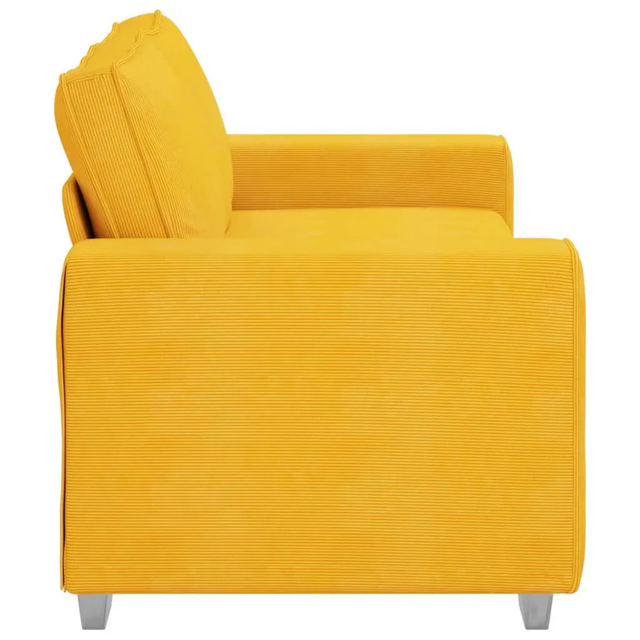 Canapé deux places jaune clair 180 x 77 x 82 cm en tissu velours côtelé - 5