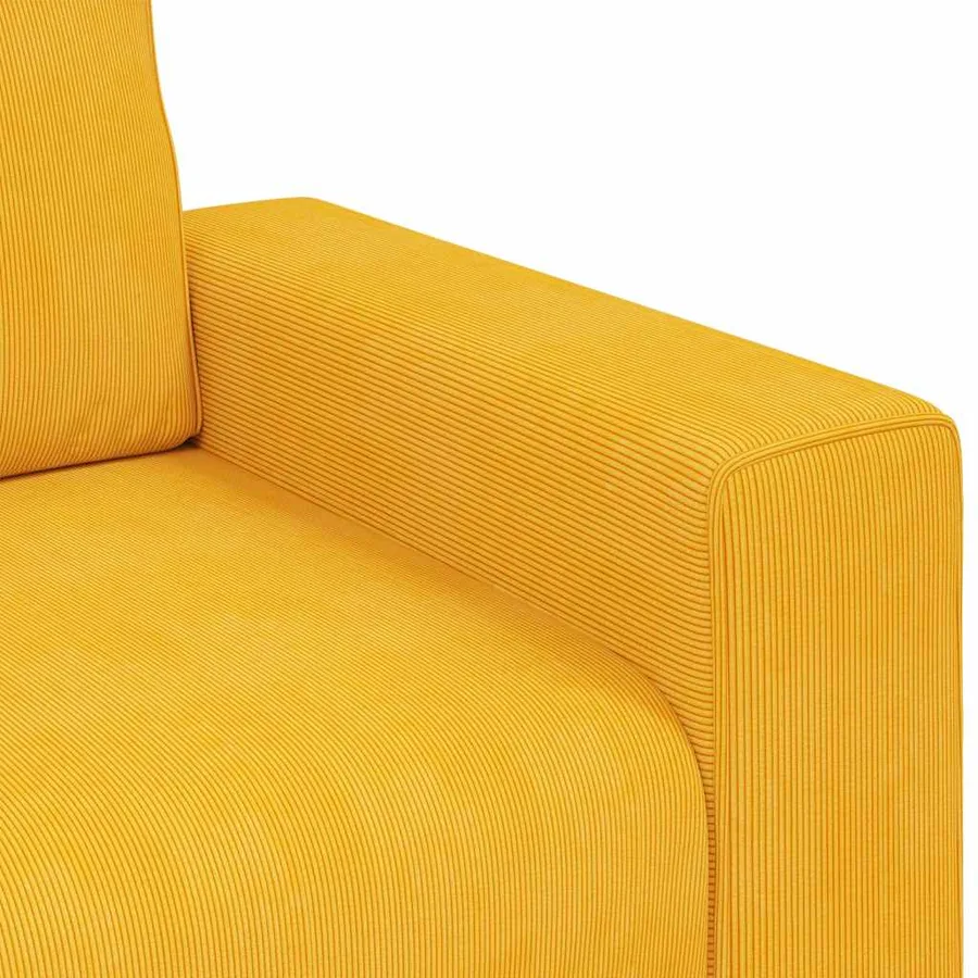 Canapé deux places jaune clair 180 x 77 x 82 cm en tissu velours côtelé - 7