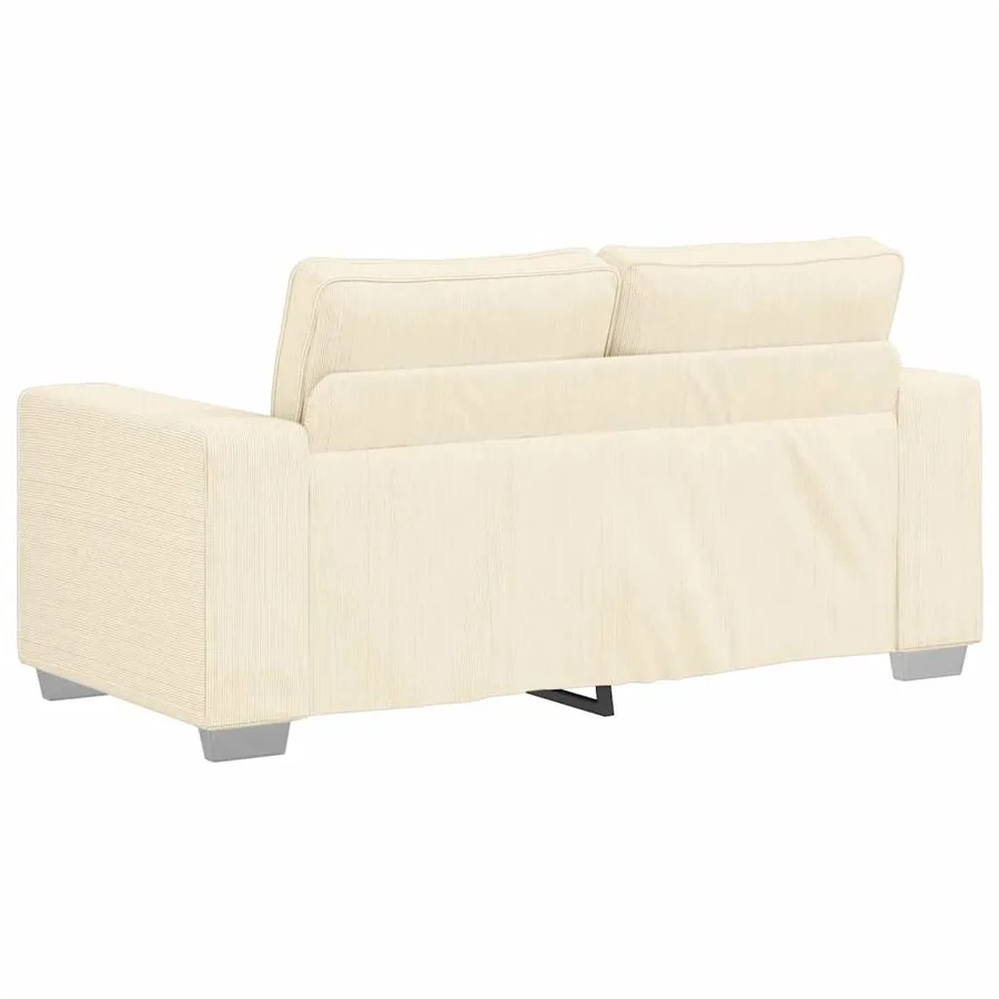 Canapé deux places crème 160x77x82 cm en tissu velours côtelé - 6