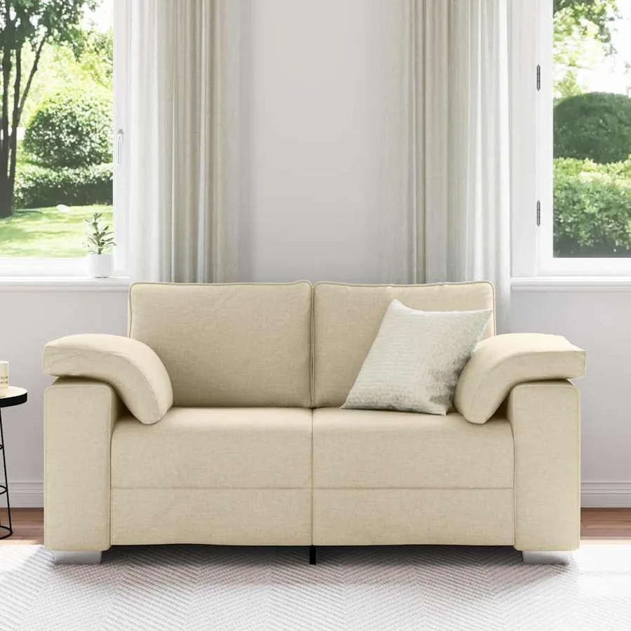 Canapé deux places Crème 160 cm tissu - 3