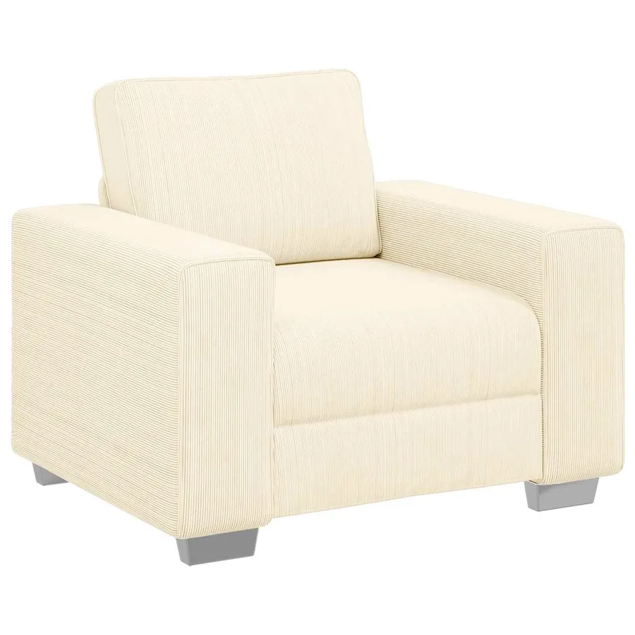 Canapé/Fauteuil crème 100x77x82 cm tissu velours côtelé - 2