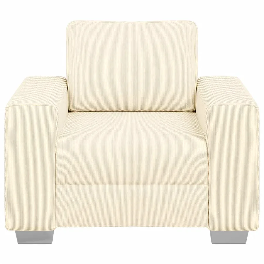 Canapé/Fauteuil crème 100x77x82 cm tissu velours côtelé - 4