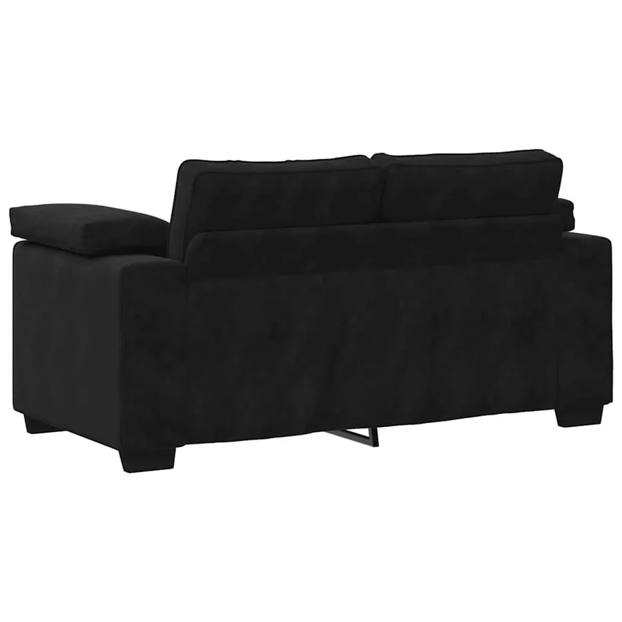 Ensemble canapé 2 pcs avec coussins velours noir - 6