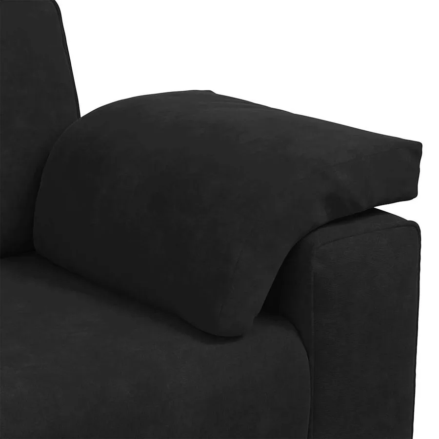 Ensemble canapé 2 pcs avec coussins velours noir - 8