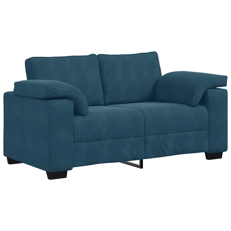 Canapé deux places bleu 160x77x82 cm velours - 2