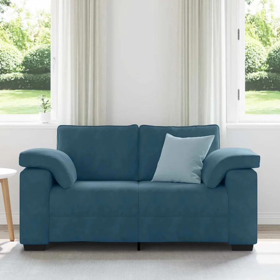 Canapé deux places bleu 160x77x82 cm velours - 3