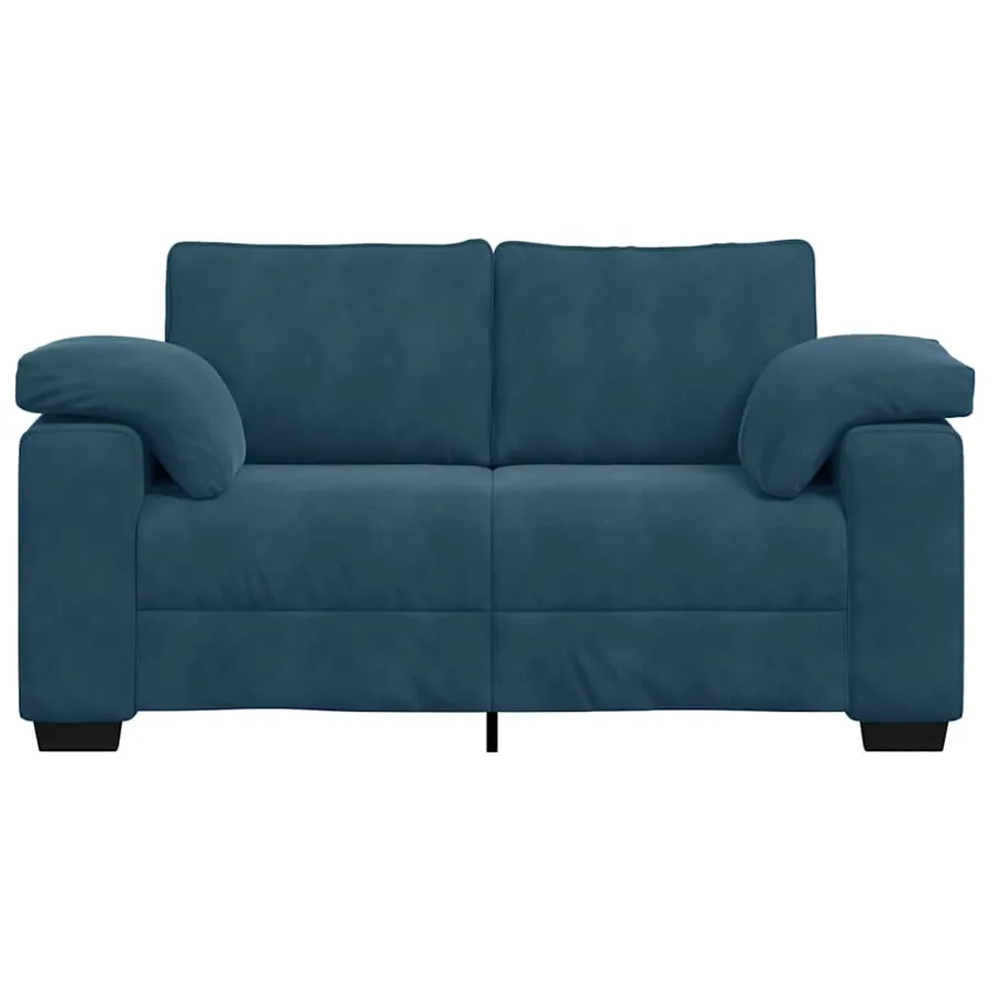 Canapé deux places bleu 160x77x82 cm velours - 4