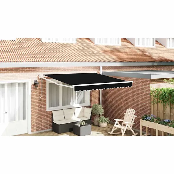 Auvent rétractable Noir 350 x 250 cm Polyester et métal