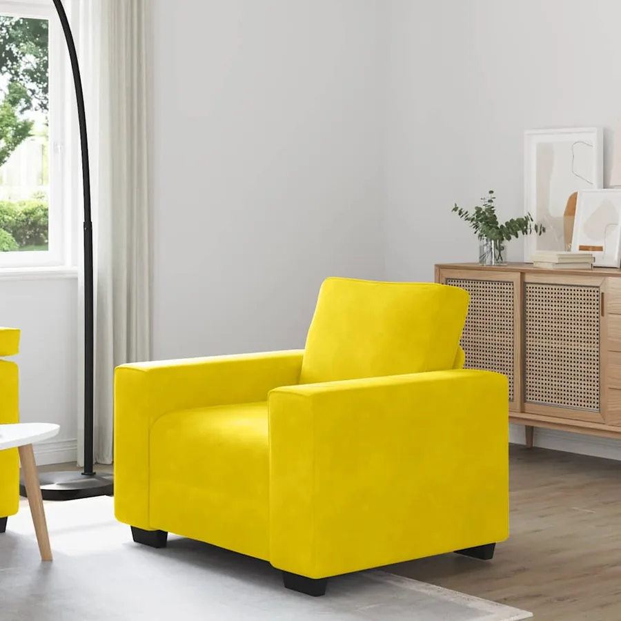 Fauteuil canapé jaune 100x77x82 cm velours