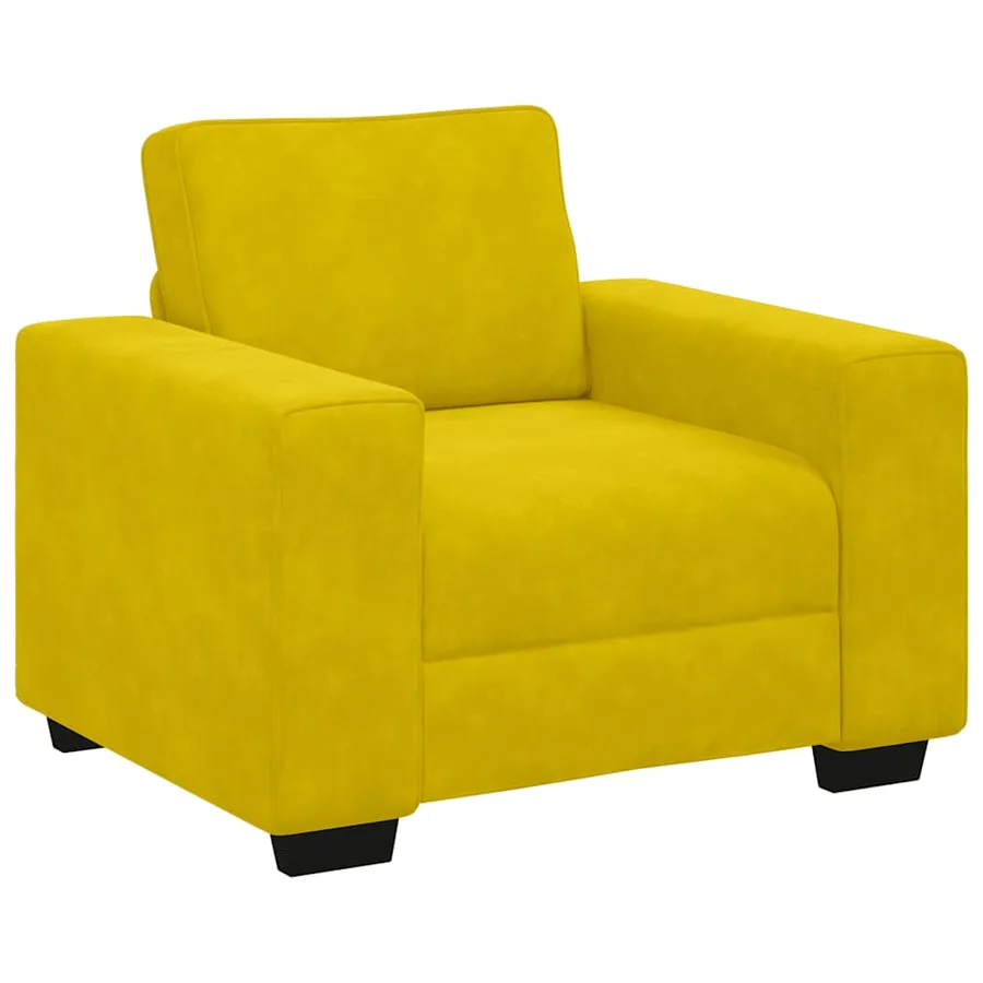 Fauteuil canapé jaune 100x77x82 cm velours - 2