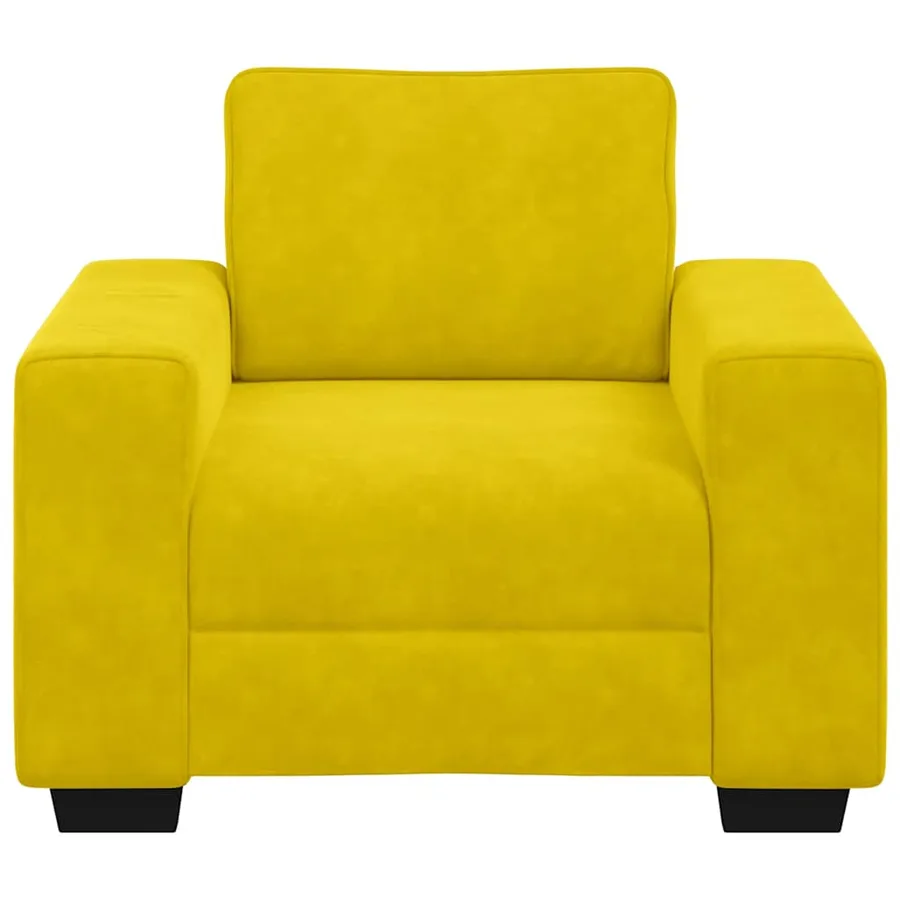 Fauteuil canapé jaune 100x77x82 cm velours - 4