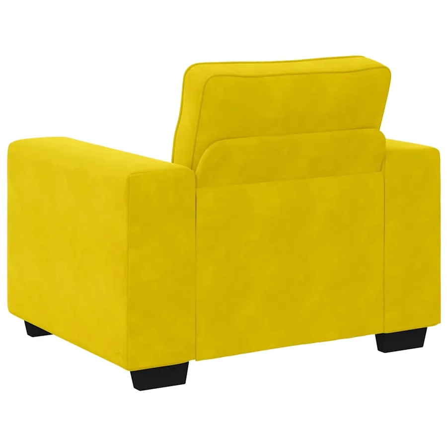 Fauteuil canapé jaune 100x77x82 cm velours - 6
