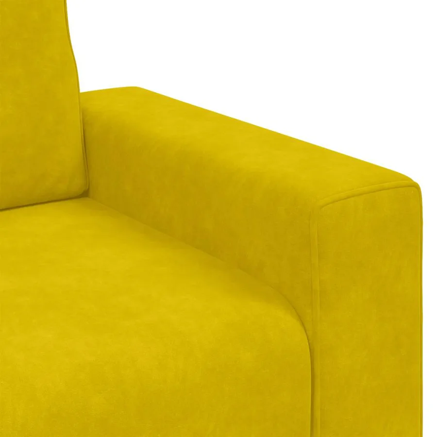 Fauteuil canapé jaune 100x77x82 cm velours - 7