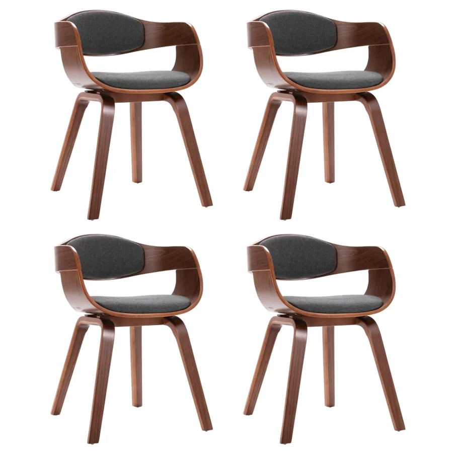 Chaises à manger lot de 4 bois courbé et tissu - 2