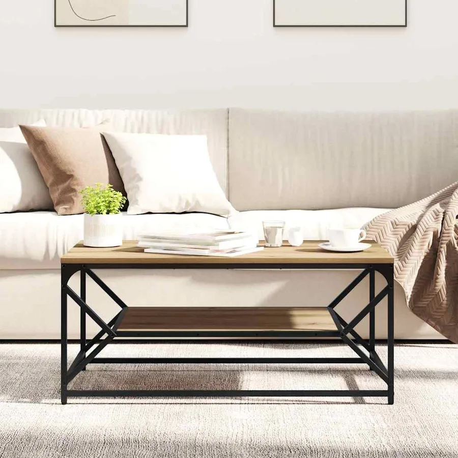 Table basse Chêne artisanal 90 x 50 x 40 cm - 4