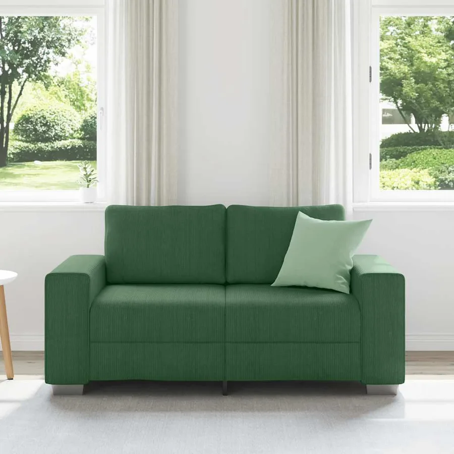 Canapé deux places vert foncé 160 x 77 x 82 cm en tissu velours côtelé - 3