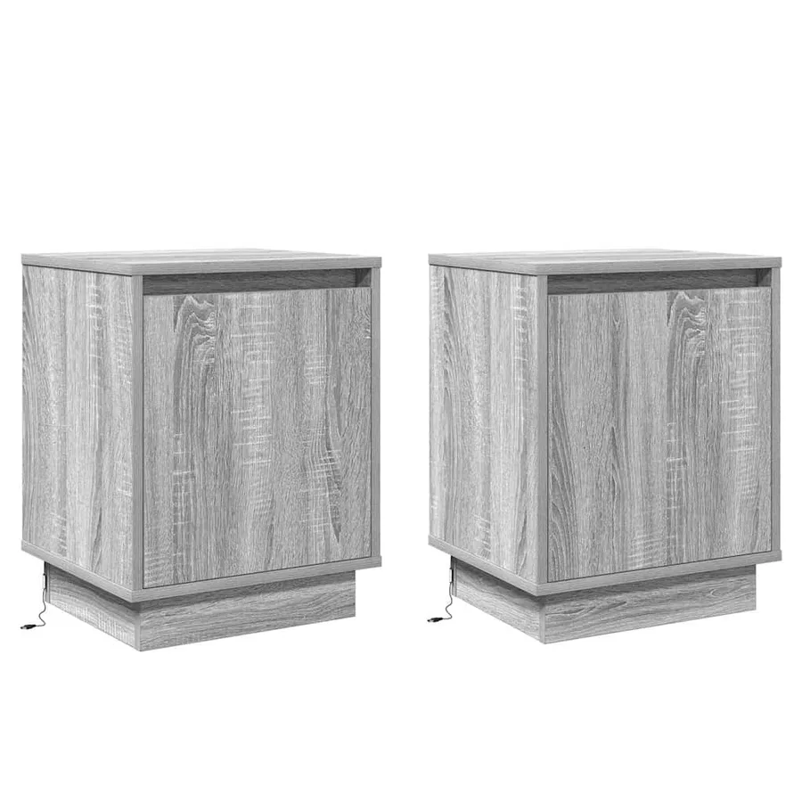 Cabinet de chevet 2 pcs Gris 39 x 34,5 x 50 cm - 2