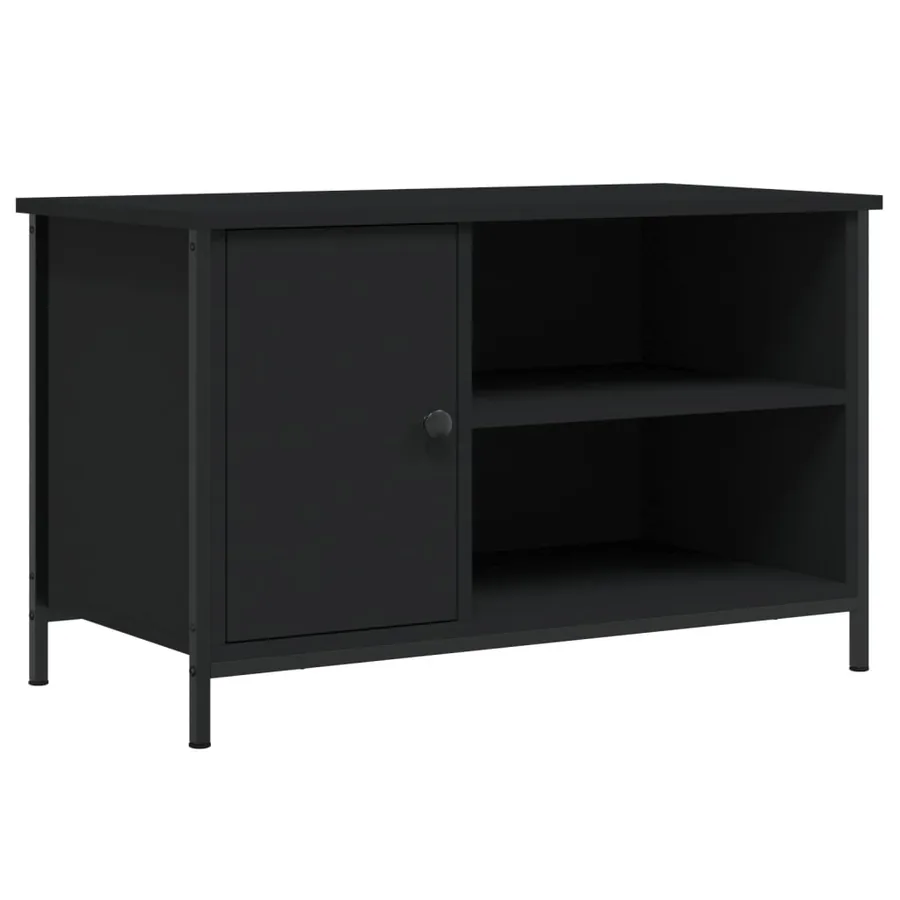 Meuble TV Noir 80x40x50 cm Bois d'ingénierie - 2