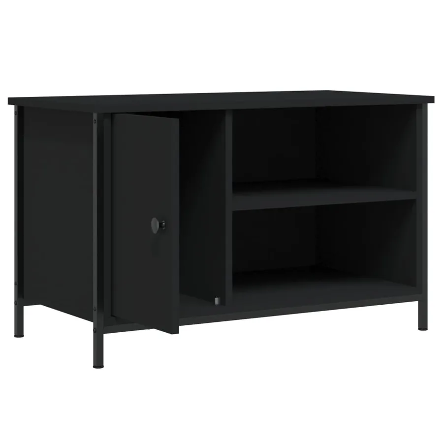 Meuble TV Noir 80x40x50 cm Bois d'ingénierie - 5