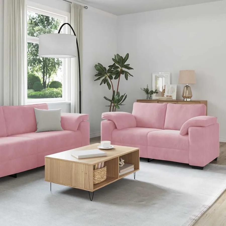 Ensemble de canapés 3 pcs avec coussins Rose Velours