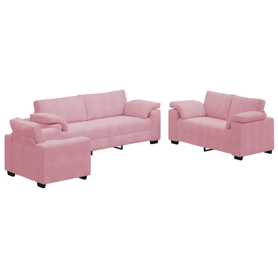 Ensemble de canapés 3 pcs avec coussins Rose Velours - 2