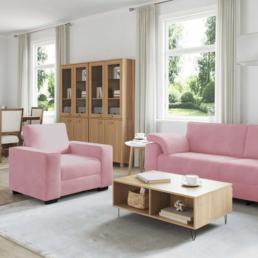 Ensemble de canapés 3 pcs avec coussins Rose Velours - 3