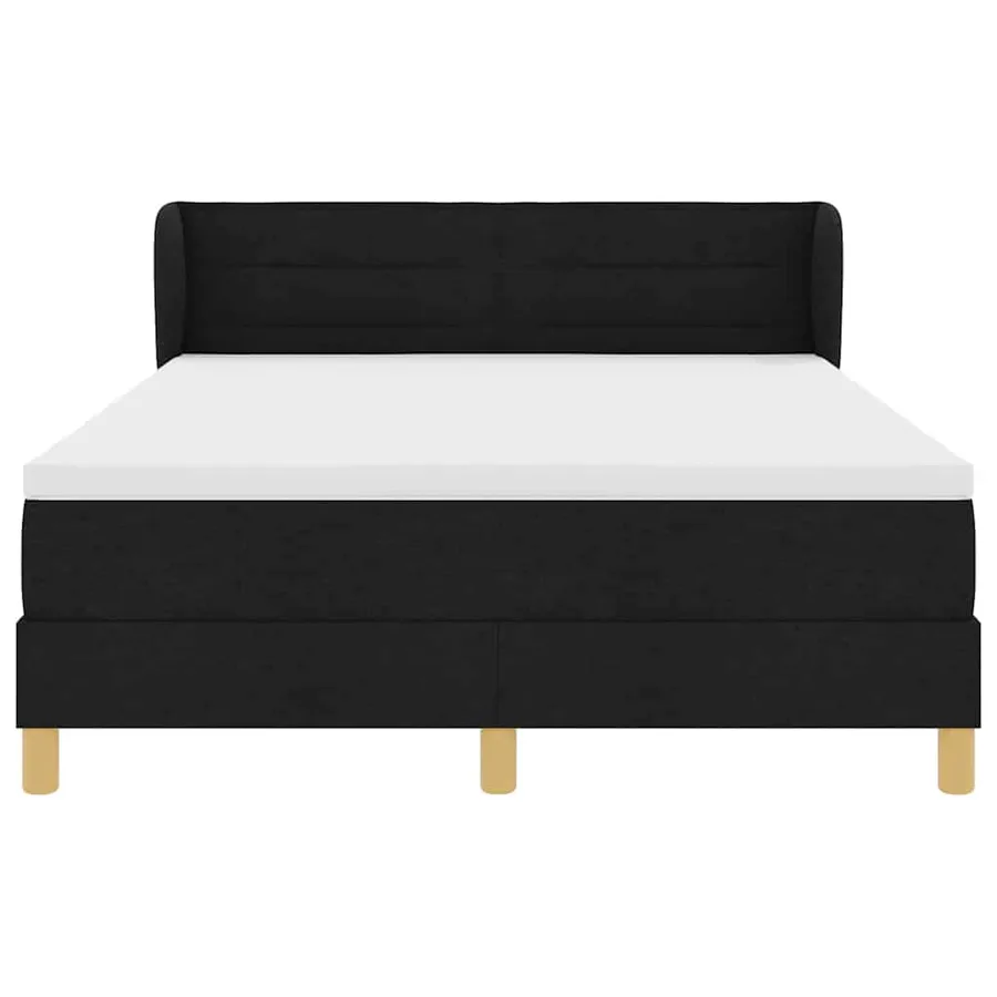 Lit à ressorts avec matelas Noir 160 x 200 cm tissu - 7