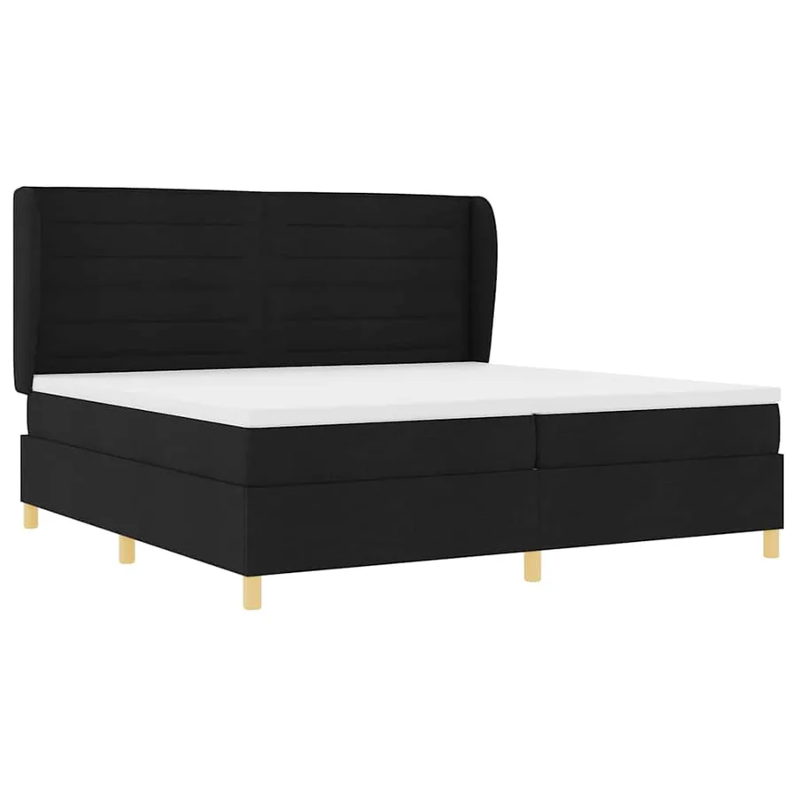 Lit à ressorts avec matelas Noir 200 x 200 cm tissu - 5